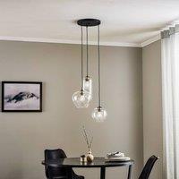 Argon Kaja pendant light, 3-bulb, clear glass shades