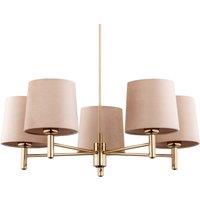Argon Polo chandelier, 5-bulb, beige/dark brass