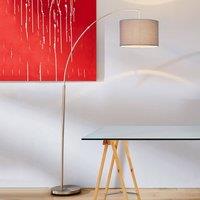 Brilliant Clarie floor lamp, grey, iron-coloured, 180 cm, fabric/metal