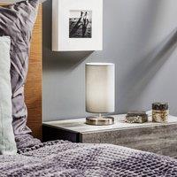Brilliant Table lamp Claire with grey fabric lampshade