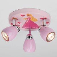 Brilliant Pink LED ceiling light Princess, three-bulb