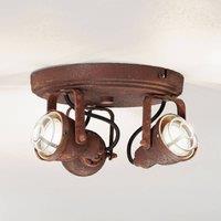 Brilliant In popular rust finish - 3-bulb ceiling lamp Bente