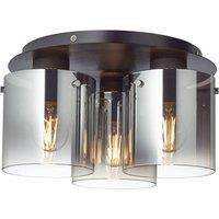 Brilliant Ceiling lamp Beth with smoked glass, three-bulb