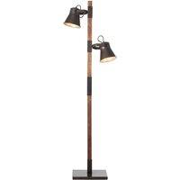 Brilliant Plow floor lamp with 2 spots, black/dark wood