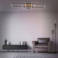 Briloner Frame CCT ceiling lamp, remote control, black/wood