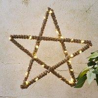 STAR TRADING Jutta LED decorative star, wrapped in jute rope