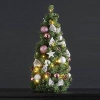 STAR TRADING Noel LED fir cone with silver/magenta decoration