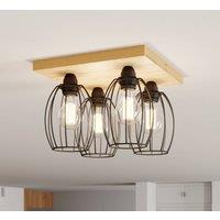BRITOP Beevly ceiling light, wood and metal, 4-bulb