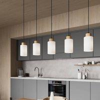 Envostar Talia pendant light, oak/white, 5-bulb