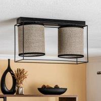 BRITOP Tubo ceiling light, textile shade, beige, 2-bulb