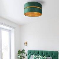 Euluna Duo ceiling light, textile, green/gold, 40cm