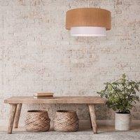 Duolla Boho pendant light, double shade, jute brown/white