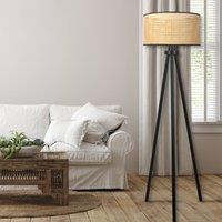 Euluna Roller floor lamp, rattan tripod, beige/black