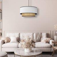 Duolla Boho hanging light, rattan, fabric, beige/white
