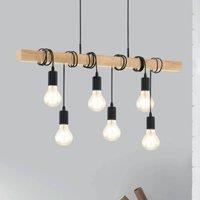 EGLO Townshend pendant lamp with wood, 6-bulb