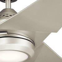 KICHLER LED ceiling fan Jade, silver, quiet, 152 cm, 60 W