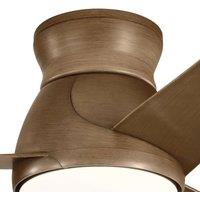 KICHLER Eris LED ceiling fan, IP44, walnut