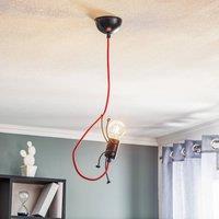 EMIBIG LIGHTING Bobi 1 pendant light in black, red cable, 1-bulb.