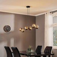 EMIBIG LIGHTING Glassy pendant light, 6-bulb, black, graphite, glass, 110 cm