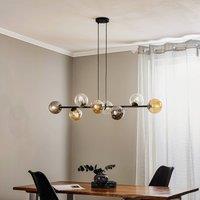 EMIBIG LIGHTING Glassy pendant light, 8-bulb, black, graphite/amber/clear
