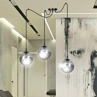 EMIBIG LIGHTING Glassy pendant light, 3-bulb, decentralised, graphite glass