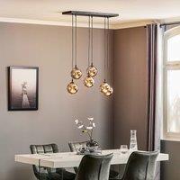 EMIBIG LIGHTING Glassy pendant light, 6-bulb, black, graphite, glass, 75 cm