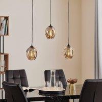 EMIBIG LIGHTING Starla straight hanging light, 3-bulb, glass, graphite