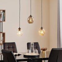 EMIBIG LIGHTING Starla straight hanging light, 3-bulb, graphite/amber/clear