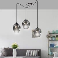 EMIBIG LIGHTING Starla hanging light, graphite glass, 3-bulb, off-centre