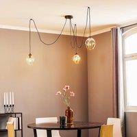 EMIBIG LIGHTING Starla hanging light, glass graphite/amber/clear, 3-bulb, decentralised