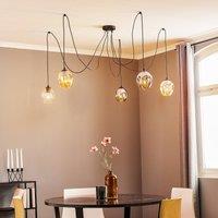 EMIBIG LIGHTING Starla hanging light, glass graphite/amber/clear, 5-bulb, decentralised