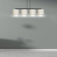 EMIBIG LIGHTING Jari hanging light, fabric shade, 4-bulb, long, white-gold