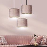 EMIBIG LIGHTING Jari hanging light, fabric shade, 3-bulb, round, rose gold