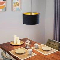 EMIBIG LIGHTING Jari hanging light, fabric shade, 1-bulb, black and gold