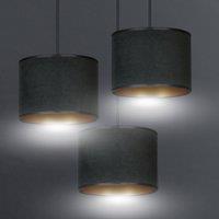 EMIBIG LIGHTING Jari hanging light, fabric shade, 3-bulb, round, black and gold