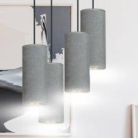 EMIBIG LIGHTING Joni hanging light, textile, 4-bulb round, grey-gold