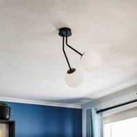 EMIBIG LIGHTING Nova ceiling light, black/opal, 2-bulb