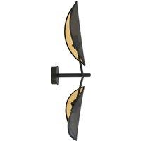 Euluna Vene wall lamp, black/gold, 2-bulb