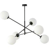 EMIBIG LIGHTING Linear ceiling light, black/opal, 6-bulb