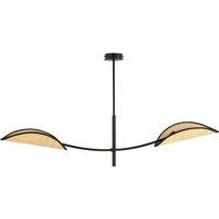 EMIBIG LIGHTING Lotus ceiling lamp, black/rattan look, 2-bulb