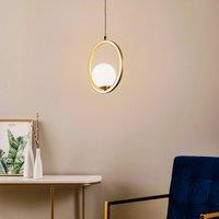 Eko-Light Vienna pendant light, opal glass, brass, 1-bulb