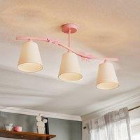 Eko-Light Alice ceiling light, pink, three white fabric shades