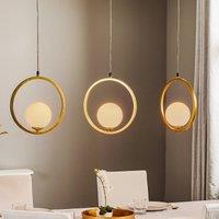 Eko-Light Vienna pendant light, opal glass, brass, 3-bulb