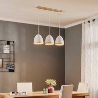 Eko-Light Studio hanging light with wood decor, 3-bulb, white