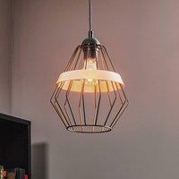 Eko-Light Cliff pendant light, a cage shade with wooden band