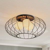Eko-Light Kronos ceiling lamp, black cage, three opal spheres