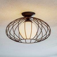 Eko-Light Kronos ceiling lamp, black cage, one opal sphere
