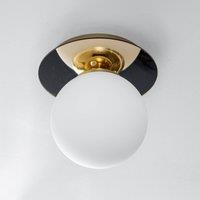 Eko-Light Plato ceiling light, gold-coloured, metal, opal glass, 25 cm