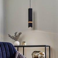 Eko-Light Vidar hanging light, black with wooden detail, 1-bulb