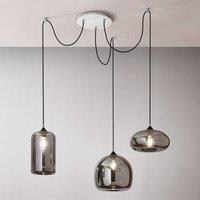 Fabas Luce Fiona pendant light, grey-transparent, 3-bulb, glass